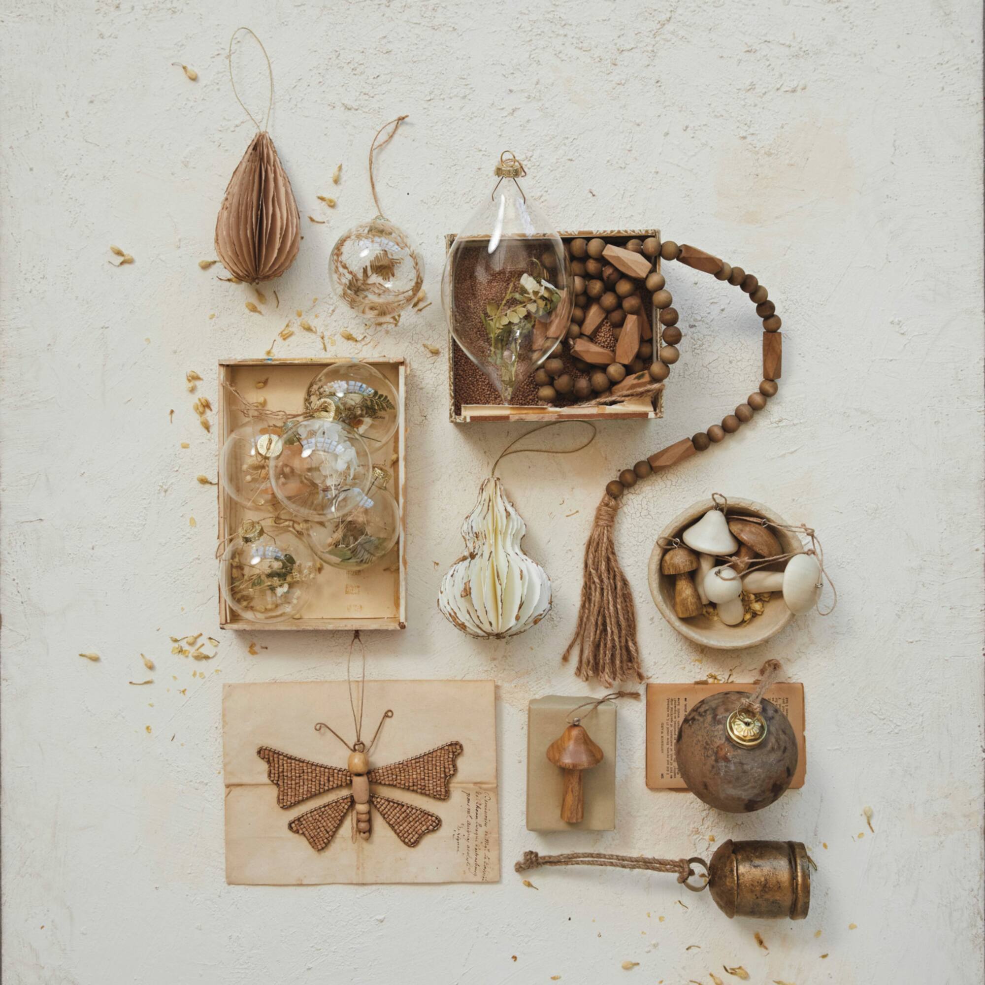 Hello Honey® 2 Pack 7" Butterfly Handmade Mango Wood Bead and Bamboo Ornaments